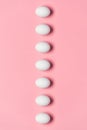 top view of row of white eggs for easter Royalty Free Stock Photo