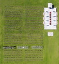 Top view of the rows of gravestones of the military cemetery