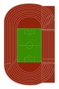 Top view of running track and soccer field Royalty Free Stock Photo