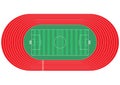 Top view of running track and soccer field on white background Royalty Free Stock Photo