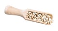 Top view of Safflower seeds in wood scoop cutout