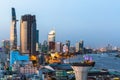 Top view of Saigon River at night time. Royalty Free Stock Photo