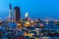 Top view of Saigon River at night time Royalty Free Stock Photo