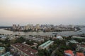 Top view of Saigon River at night time. Saigon River the length of 256 kilometers is most important to Ho Chi Minh City as it is Royalty Free Stock Photo