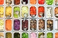 Top view of salad bar with assortment of ingredients Royalty Free Stock Photo