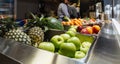 Top view of salad bar with assortment of ingredients for healthy and diet meal Royalty Free Stock Photo