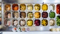 Top view of salad bar with assortment of ingredients for healthy and diet meal Royalty Free Stock Photo