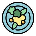 Top view salad icon vector flat