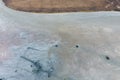 Top view of the salt lake mud sources. External similarity with craters. Mud healing