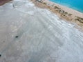 Top view of the salt lake mud . External similarity with craters. Mud healing springs