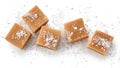 Top view of salted fudge on white Royalty Free Stock Photo