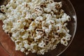 Top view of the salted popcorn in the bowl Royalty Free Stock Photo