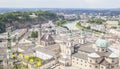 Top view of the Salzach River and the Old city in center of Salzburg