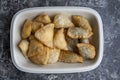 Samosa is a fried or baked pastry with a savory filling