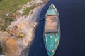 Top view of Sand bulkheads ships Waiting for unloaded in Sitalakhya River, Narayanganj, Royalty Free Stock Photo