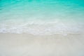 Top view of sand and water clean beach and white sand in summer with sun light blue sky and bokeh background Royalty Free Stock Photo