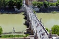 Top view of the Sant`Angelo bridge in Rome, Italy Royalty Free Stock Photo
