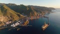 Top view of Santa Cruz de Tenerife town on the island.