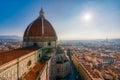 Top view of Santa Maria del Fiore duomo church and Florence old city skyline in Italy Royalty Free Stock Photo