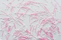 top view of scattered pink cotton swabs Royalty Free Stock Photo