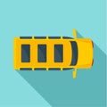 Top view school mini bus icon, flat style Royalty Free Stock Photo