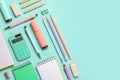 Top view of school supplies with copy space for text. Back to school concept Royalty Free Stock Photo