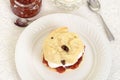 Top view scone with cream and jam Royalty Free Stock Photo