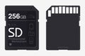 Top View SD Memory Card. Memory Chip Isolated