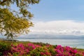 Top view of the sea of Galilee from the Mount of Beatitudes, Israel