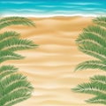 Top view sea sand beach with coconut tree leaf Royalty Free Stock Photo