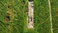 Top view of a section of Hadrianâs wall by drone