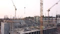 Top view see the construction site of Reinforced concrete high-rise Building. Clip. Top view of a building construction Royalty Free Stock Photo