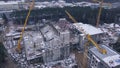 Top view see the construction site of Reinforced concrete high-rise Building. Clip. Top view of a building construction Royalty Free Stock Photo