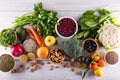 Top view of selected healthy and clean foods Royalty Free Stock Photo