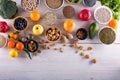 Top view of selected healthy and clean foods Royalty Free Stock Photo