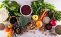 Top view of selected healthy and clean foods Royalty Free Stock Photo