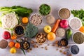 ÃÂ­Top view of selected healthy and clean foods Royalty Free Stock Photo