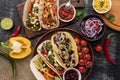 top view selection delicious mexican food. High quality photo