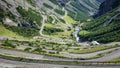 View of serpentine road, Stelvio Pass from Bormio Royalty Free Stock Photo