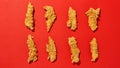 Top view of set of baked chicken wings in rows Royalty Free Stock Photo