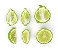 Top view set of Bergamot fruit on white background Royalty Free Stock Photo