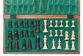 Top view of set of chess pieces Royalty Free Stock Photo