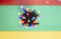 Top view of a set of colorful pens Royalty Free Stock Photo