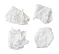 Top view set of crumpled tissue paper balls after use in toilet or restroom isolated on white background with clipping path Royalty Free Stock Photo