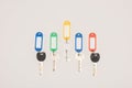 top view of set different keys with colorful labels Royalty Free Stock Photo