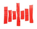 Top view set of red adhesive vinyl tape or cloth tape stripes isolated on white background with clipping path Royalty Free Stock Photo