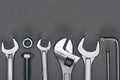 Top view of set of various work tools Royalty Free Stock Photo
