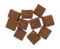 Chocolate fudge pieces on a white background Royalty Free Stock Photo