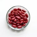 Top view several cooked red beans in a transparent bowl generative AI