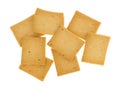 Hard bread crackers on a white background